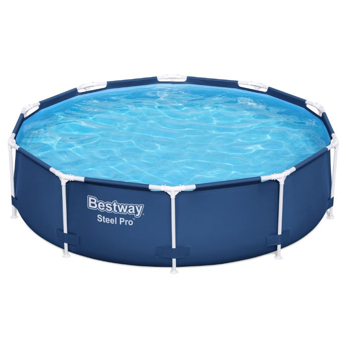 Piscina cu cadru meltalic Bestway Steel Pro, D305xH76, prelata acoperis, prelata suport, dozator clor, kit reparatie