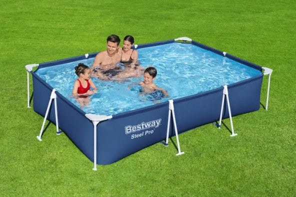 Piscina cu cadru meltalic Bestway Steel Pro, 300x201x76 cm, prelata acoperis, prelata suport, dozator clor, kit reparatie