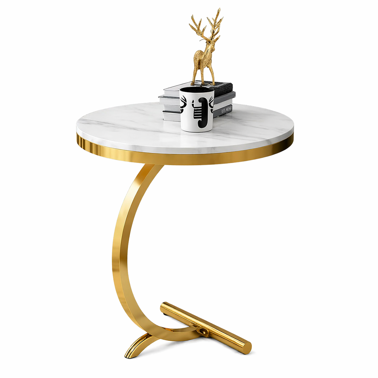 Masuta cafea, blat tip marmura, cadru metalic, desing nordic, 50 x 60 cm