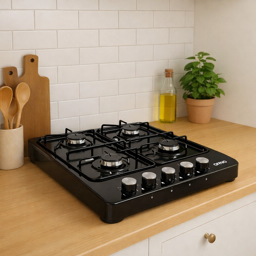Aragaz plita pe gaz, 4 ochiuri, alimentare la butelie, set complet accesorii inclus, 60x50 cm