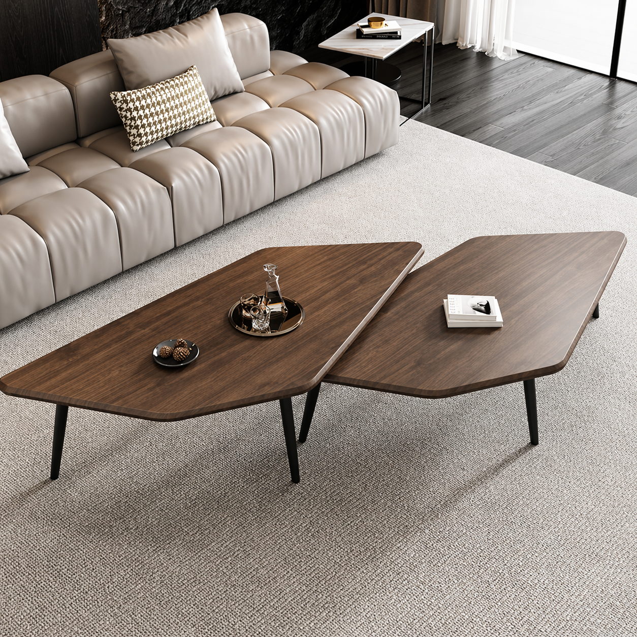 Set 2 masute cafea, design scandinav, 120 x 70 x 47 cm