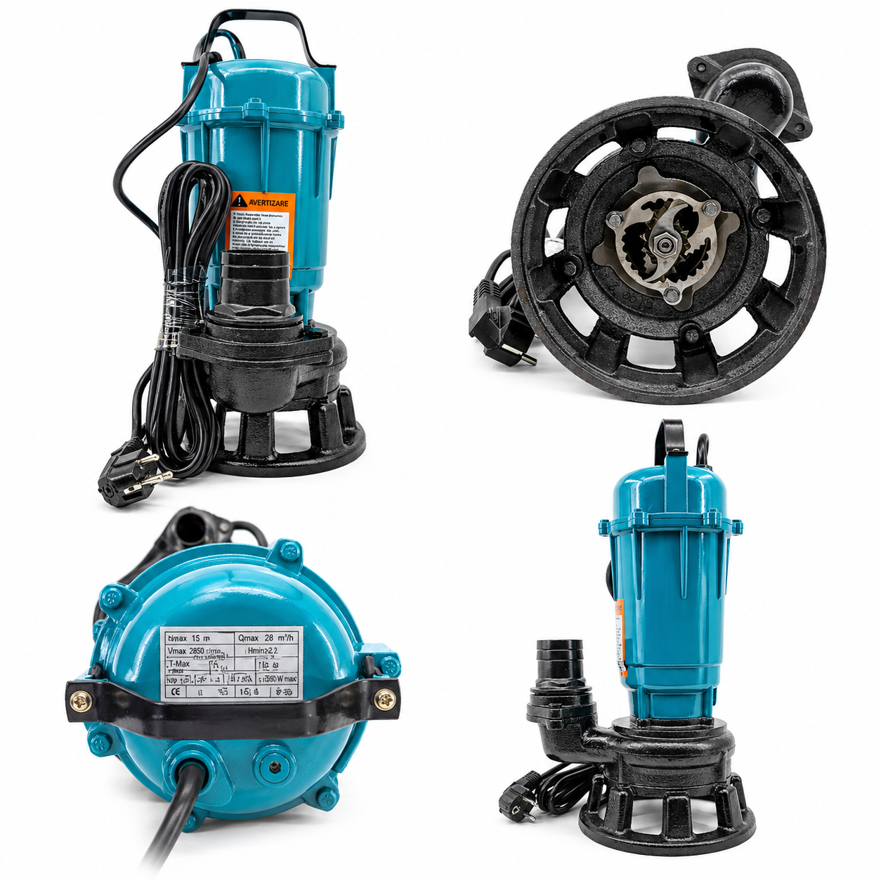 Pompa submersibila apa murdara cu tocator 1500W, 12000 l/h, 9m