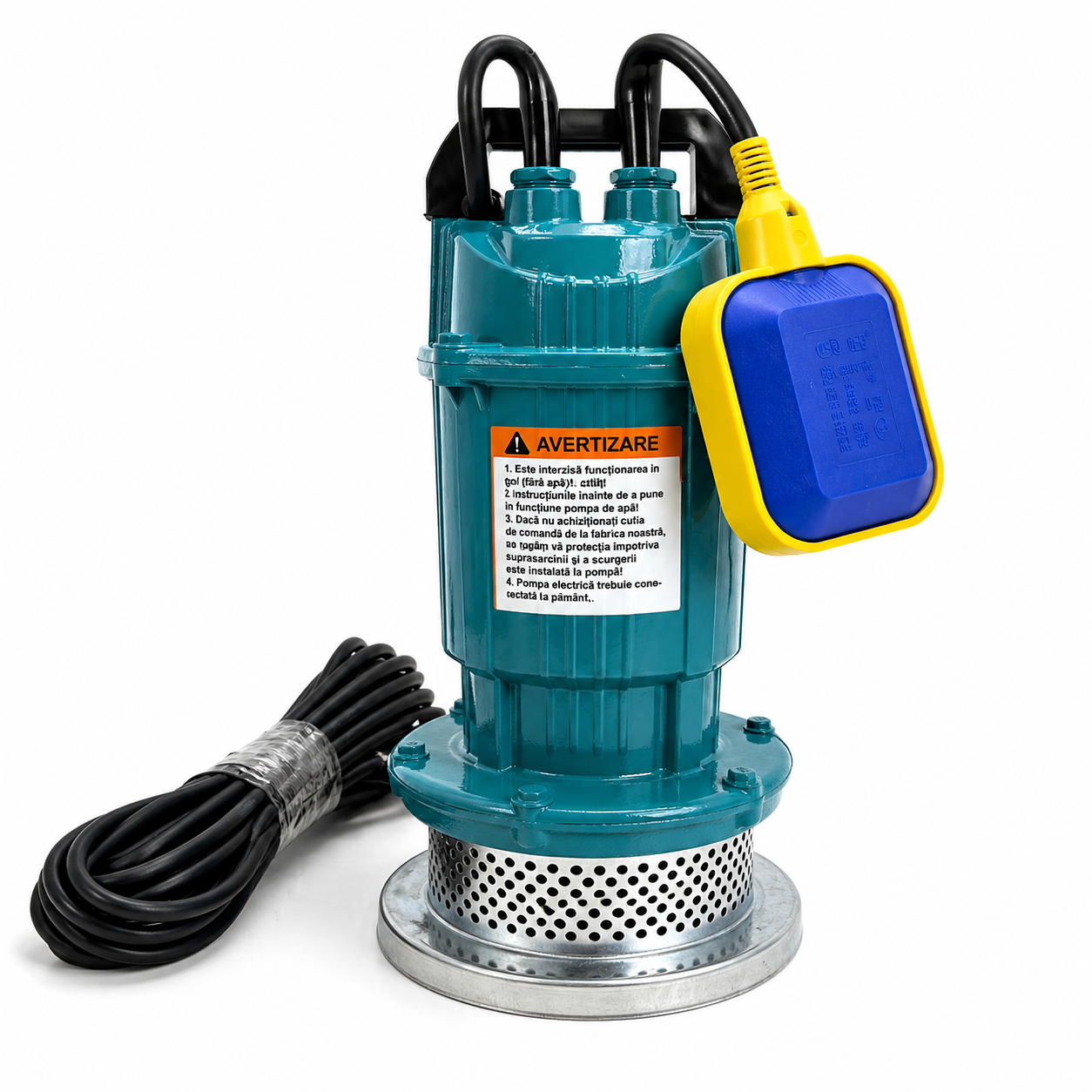 Pompa submersibila apa curata, fonta, pornire automata, cu plutitor, 370 W, Inaltime refulare 16 m, adancime absorbtie 6 m, 1.5 m3/h, 1 Tol, 220 V