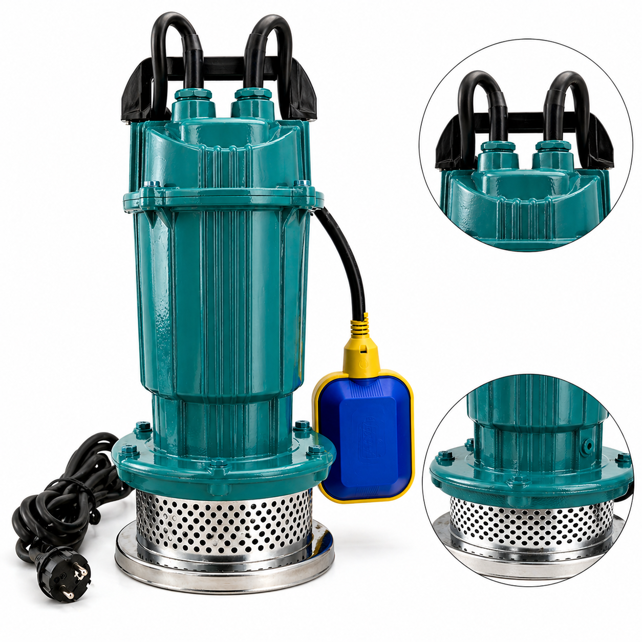 Pompa submersibila apa curata, fonta, pornire automata, cu plutitor, 370 W, Inaltime refulare 16 m, adancime absorbtie 6 m, 1.5 m3/h, 1 Tol, 220 V