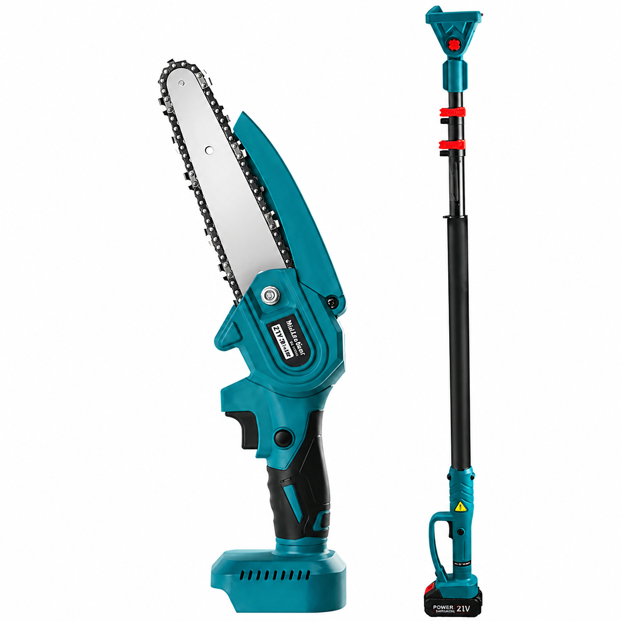 Mini drujba electrica cu brat telescopic 2.13m, 2 acumulatori, 36V3Ah, unghi de taiere reglabil