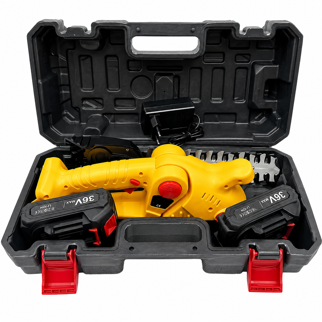 Foarfeca electrica pentru gard viu, design compact, 2 acumulatori 36V