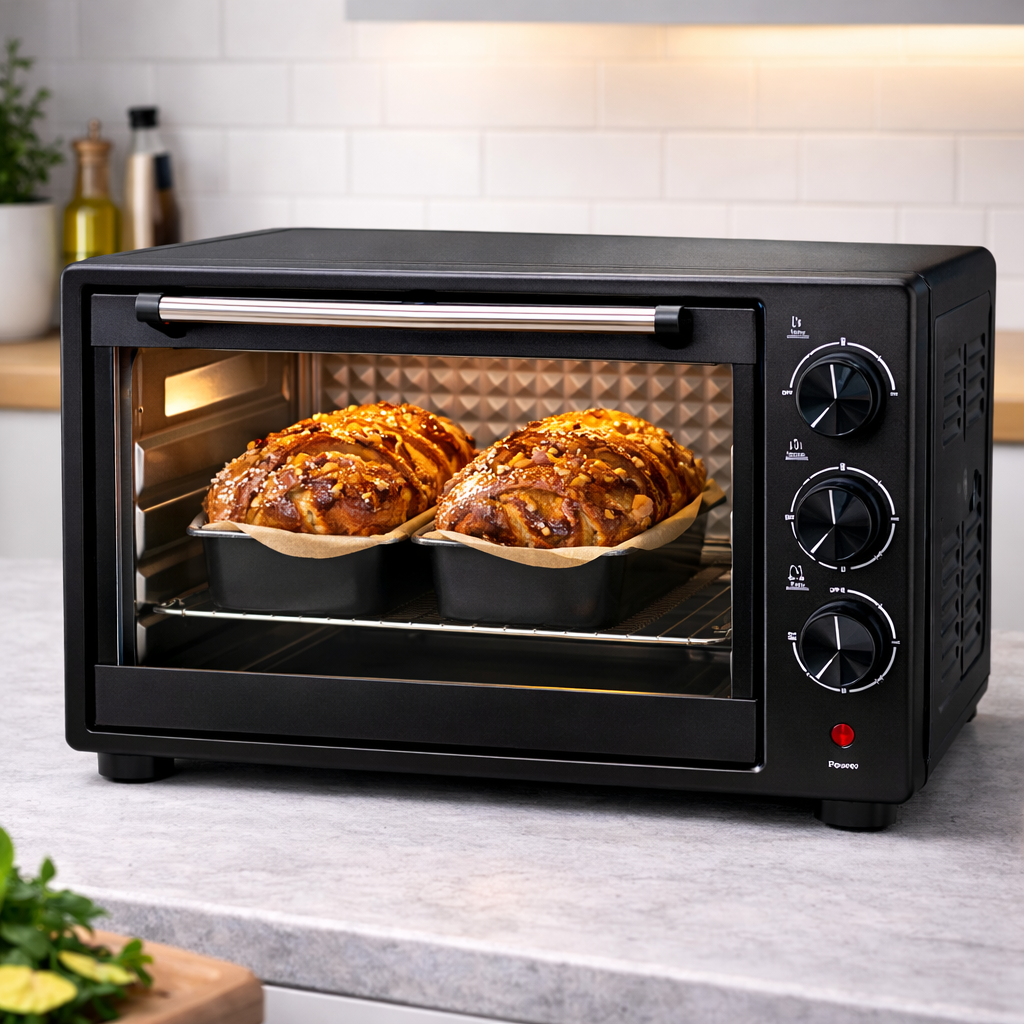 Cuptor electric, 48L, 2600W,  timer 60 min, geam transparent, tava si gratar incluse, negru