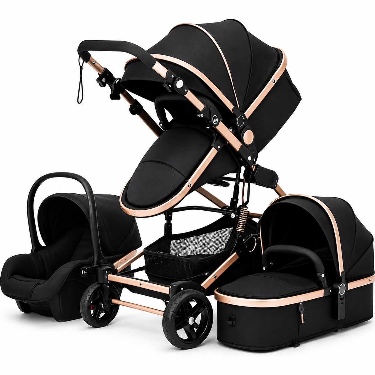 Carucior multifunctional 3 în 1 + scoica auto – landou, modul sport si scoica auto, 0–36 luni, max. 25 kg, suspensii, sezut reversibil