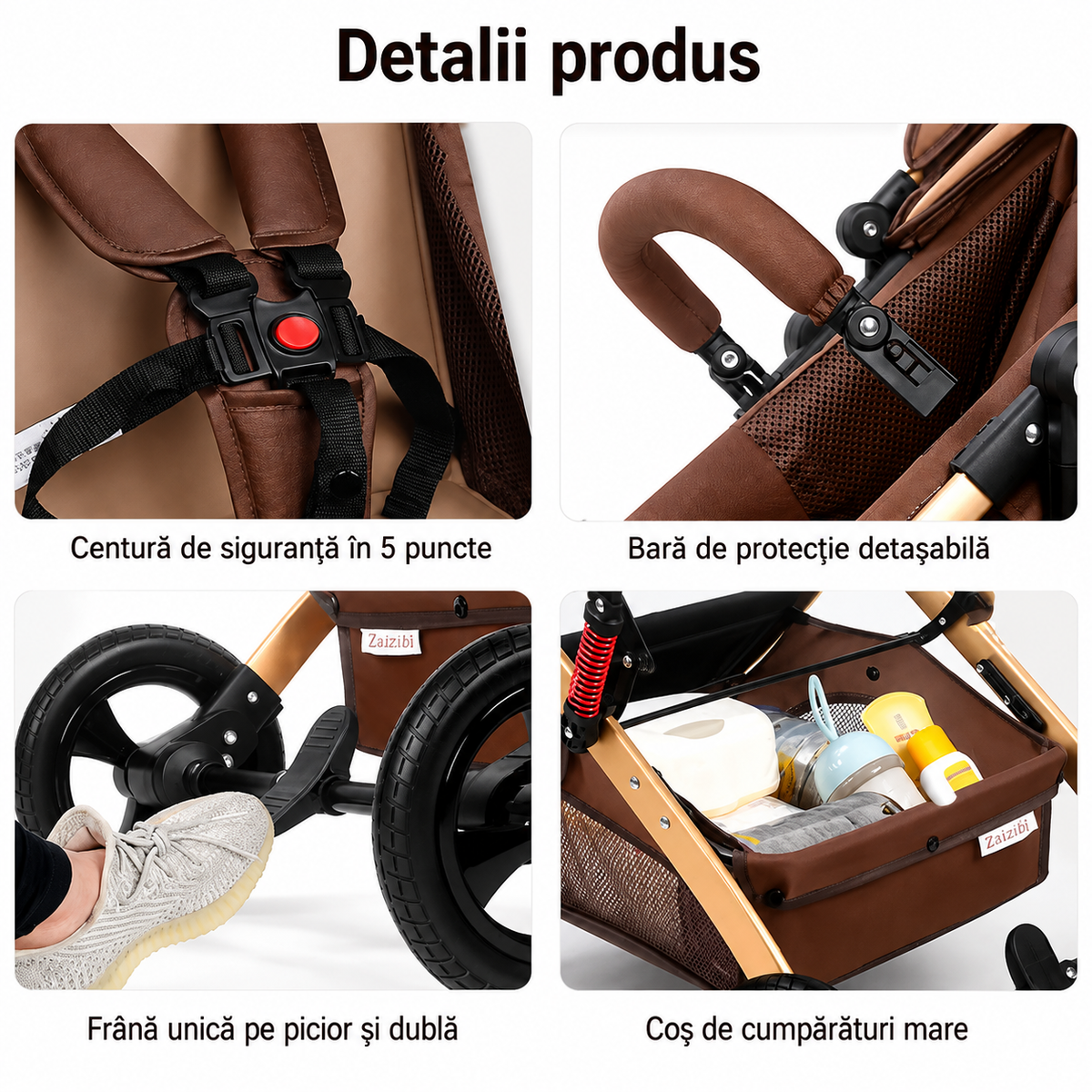 Carucior multifunctional 3 în 1 + scoica auto – landou, modul sport si scoica auto, 0–36 luni, max. 25 kg, suspensii, sezut reversibil