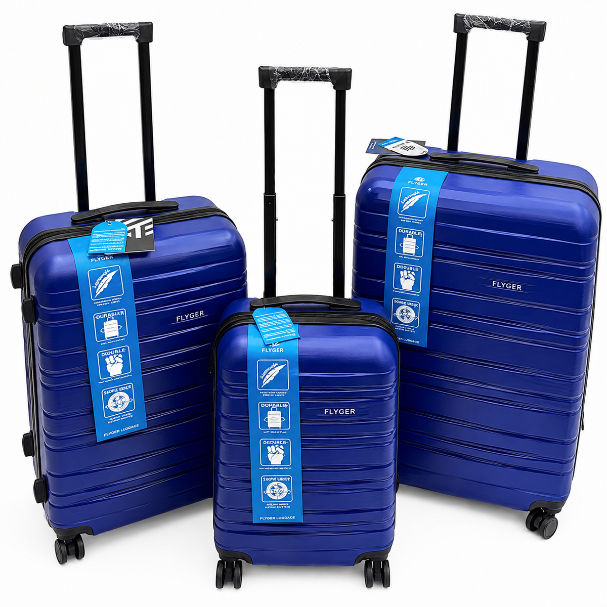 Set 3 valize troller, ABS, roti duble 360°, maner telescopic, 73/65/55 cm – mare, medie si cabina