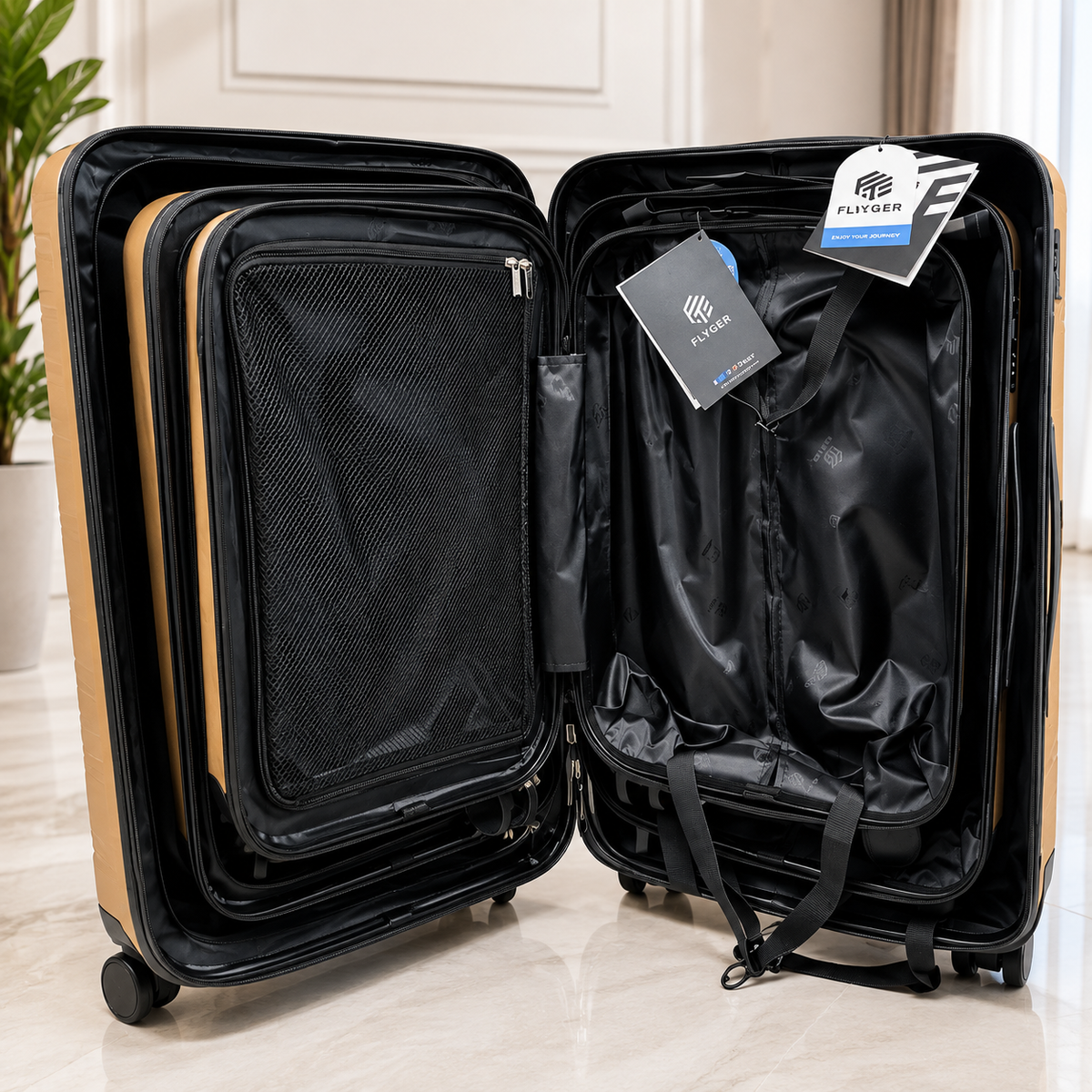 Set 3 valize troller, ABS, roti duble 360°, maner telescopic, 73/65/55 cm – mare, medie si cabina