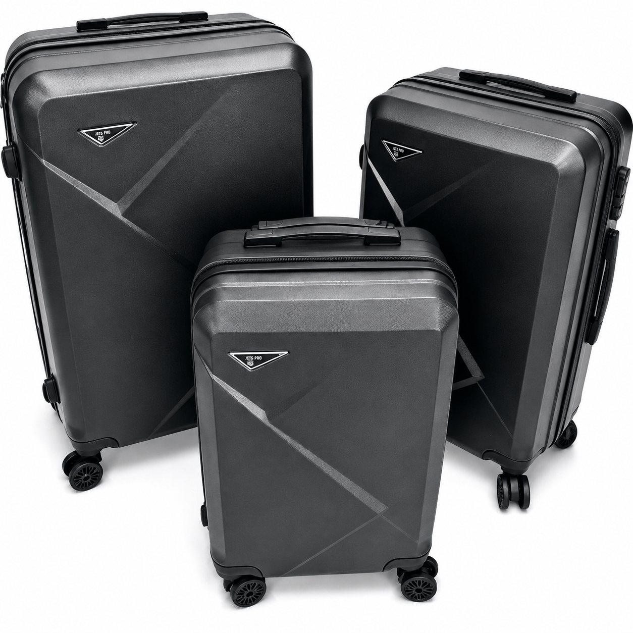 Set 3 valize troller din ABS, mare 73 cm + medie 65 cm + cabina 55 cm, roți duble 360°, maner telescopic, carcasă rigida