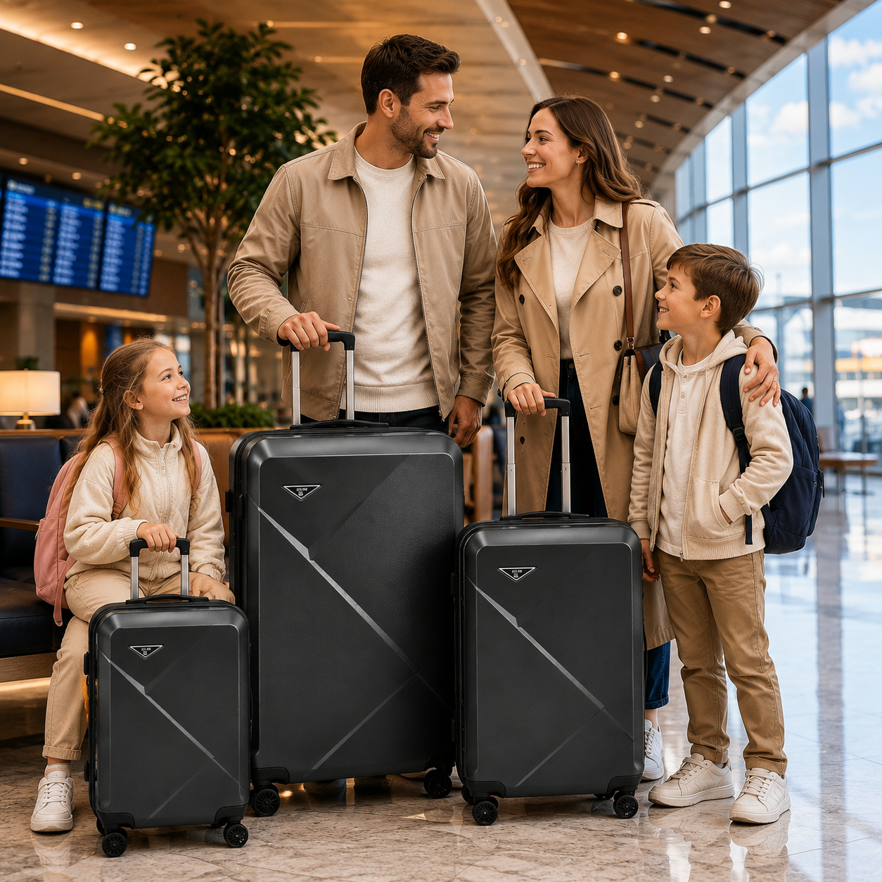 Set 3 valize troller din ABS, mare 73 cm + medie 65 cm + cabina 55 cm, roți duble 360°, maner telescopic, carcasă rigida