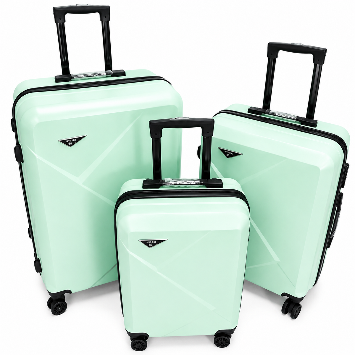 Set 3 valize troller din ABS, mare 73 cm + medie 65 cm + cabina 55 cm, roți duble 360°, maner telescopic, carcasă rigida