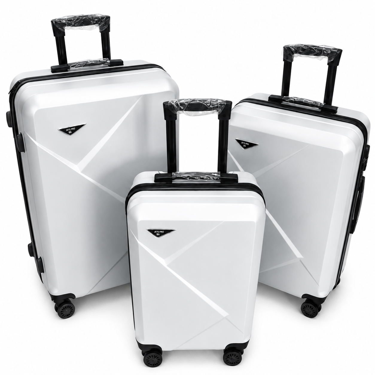 Set 3 valize troller din ABS, mare 73 cm + medie 65 cm + cabina 55 cm, roți duble 360°, maner telescopic, carcasă rigida