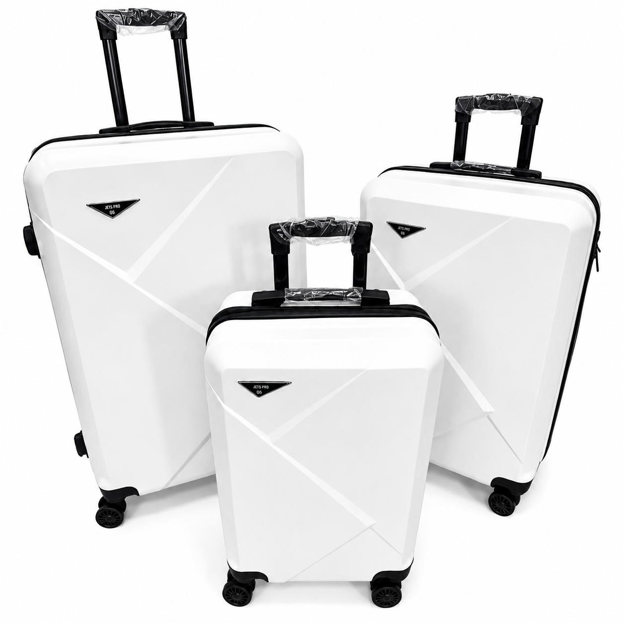 Set 3 valize troller din ABS, mare 73 cm + medie 65 cm + cabina 55 cm, roți duble 360°, maner telescopic, carcasă rigida