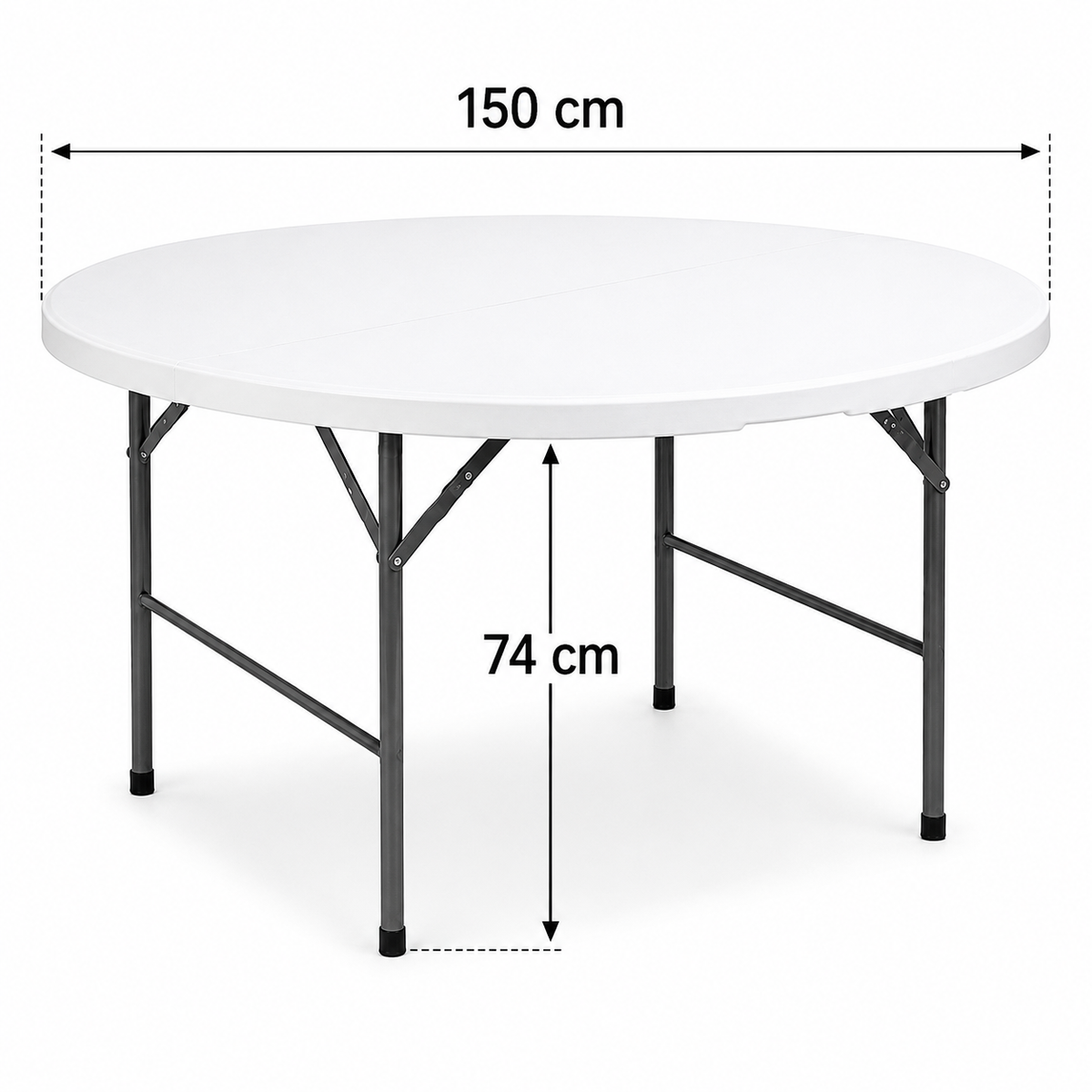 Masa rotunda pliabila diamentru 150 cm, HDPE profesional, 8-10 persoane, capacitate 400 kg – evenimente, catering si hoReCa