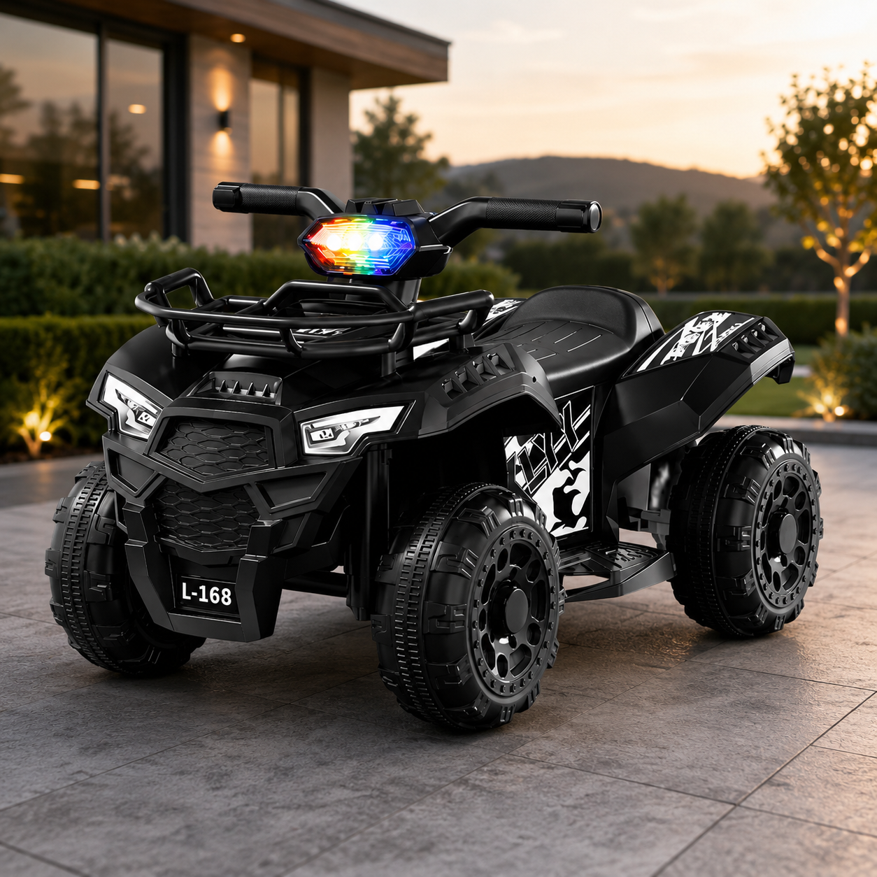 ATV electric pentru copii, 6V, Viteza 3–5 km/h, recomandat 3–6 Ani, faruri LED, design off-road