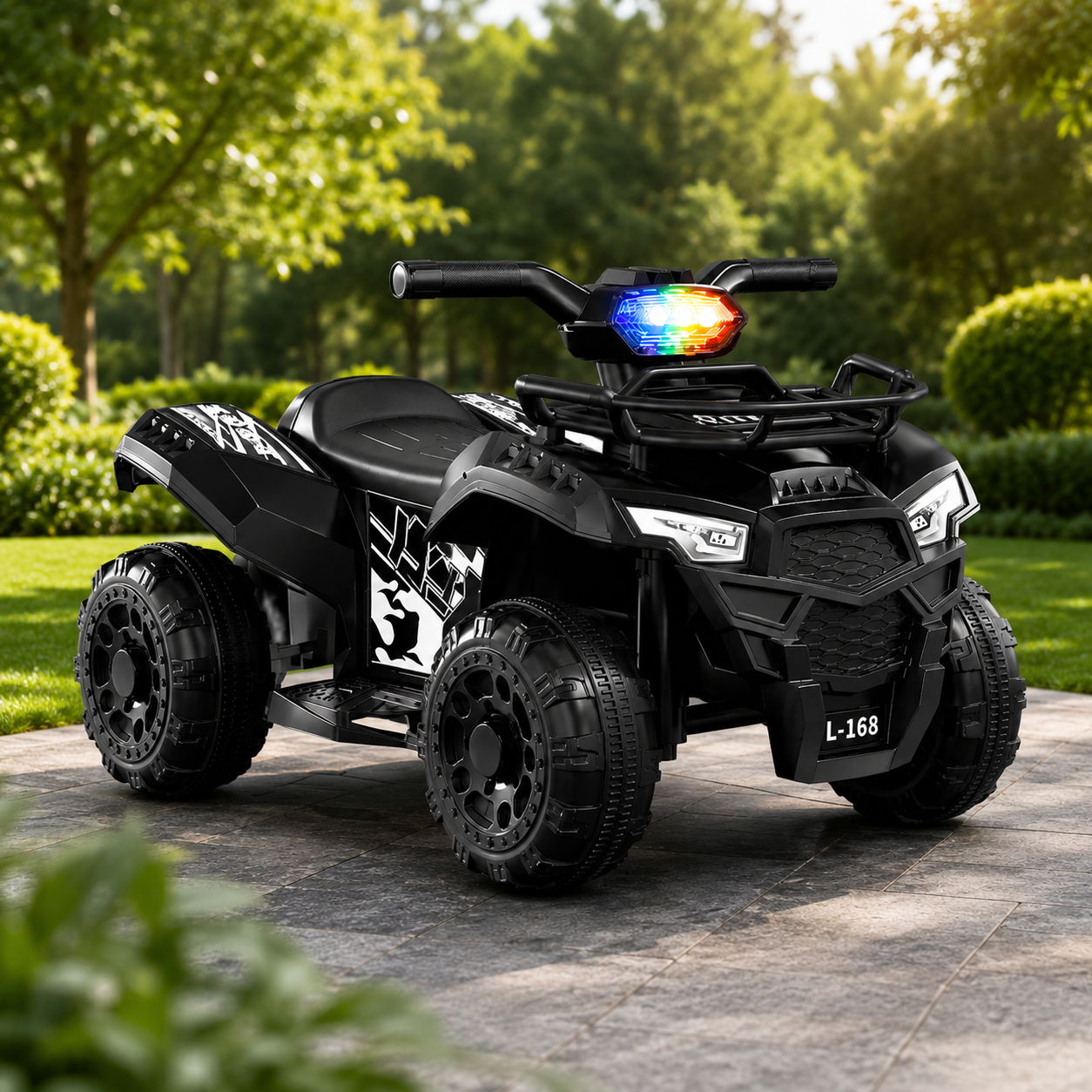 ATV electric pentru copii, 6V, Viteza 3–5 km/h, recomandat 3–6 Ani, faruri LED, design off-road