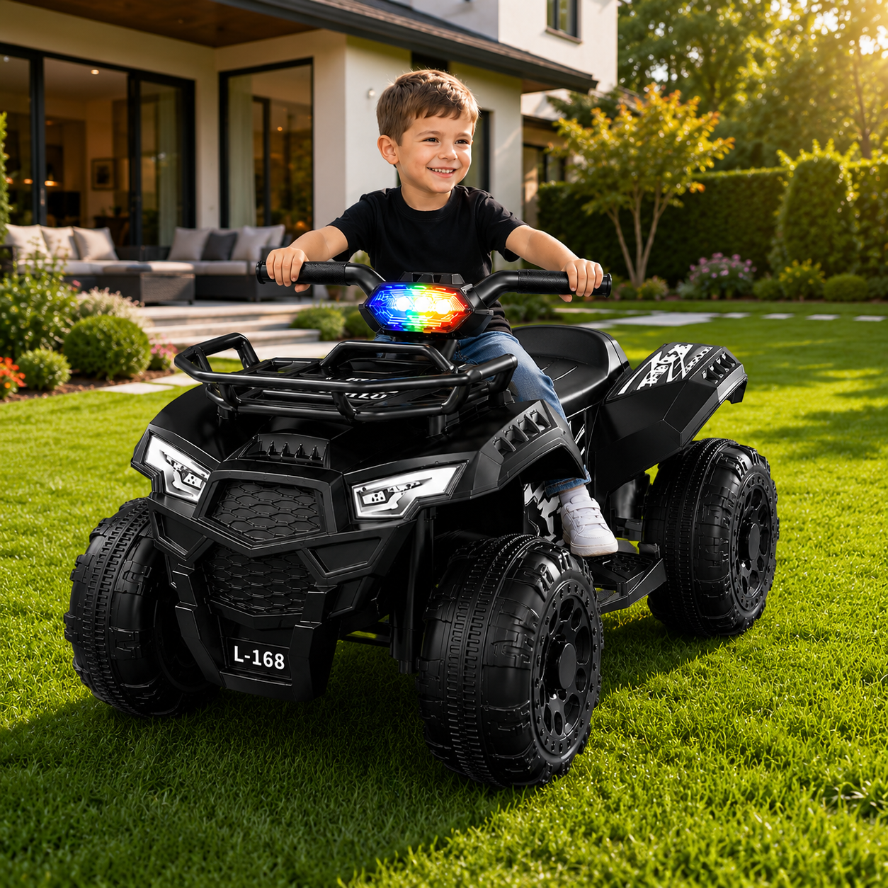ATV electric pentru copii, 6V, Viteza 3–5 km/h, recomandat 3–6 Ani, faruri LED, design off-road