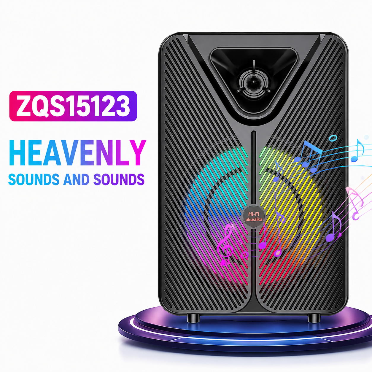 Boxa Portabila Bluetooth Sing-e ZQS15123, Difuzor 15", Putere 40W, Lumini RGB, Microfon Wireless, Telecomanda, USB, TF Card, AUX, FM Radio