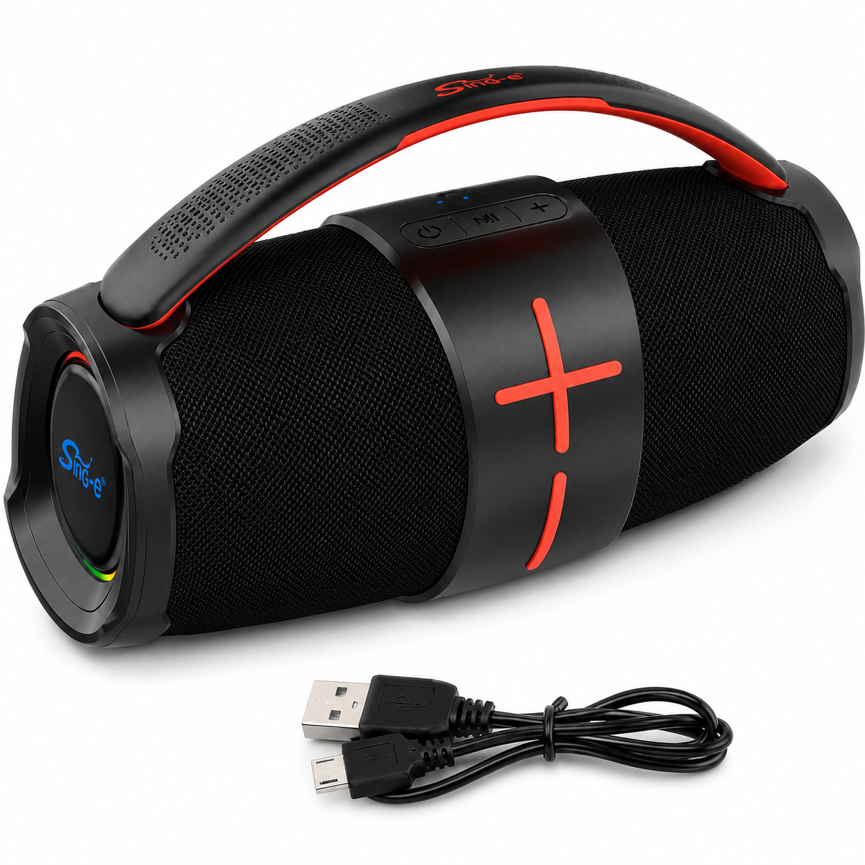 Boxa Portabila Bluetooth Sing-e ZQS-L13, 200W PMPO, 2 x Difuzoare 2.25", Bass Boost, Lumini RGB LED, USB, TF Card, AUX, IPX5, Acumulator 3000 mAh