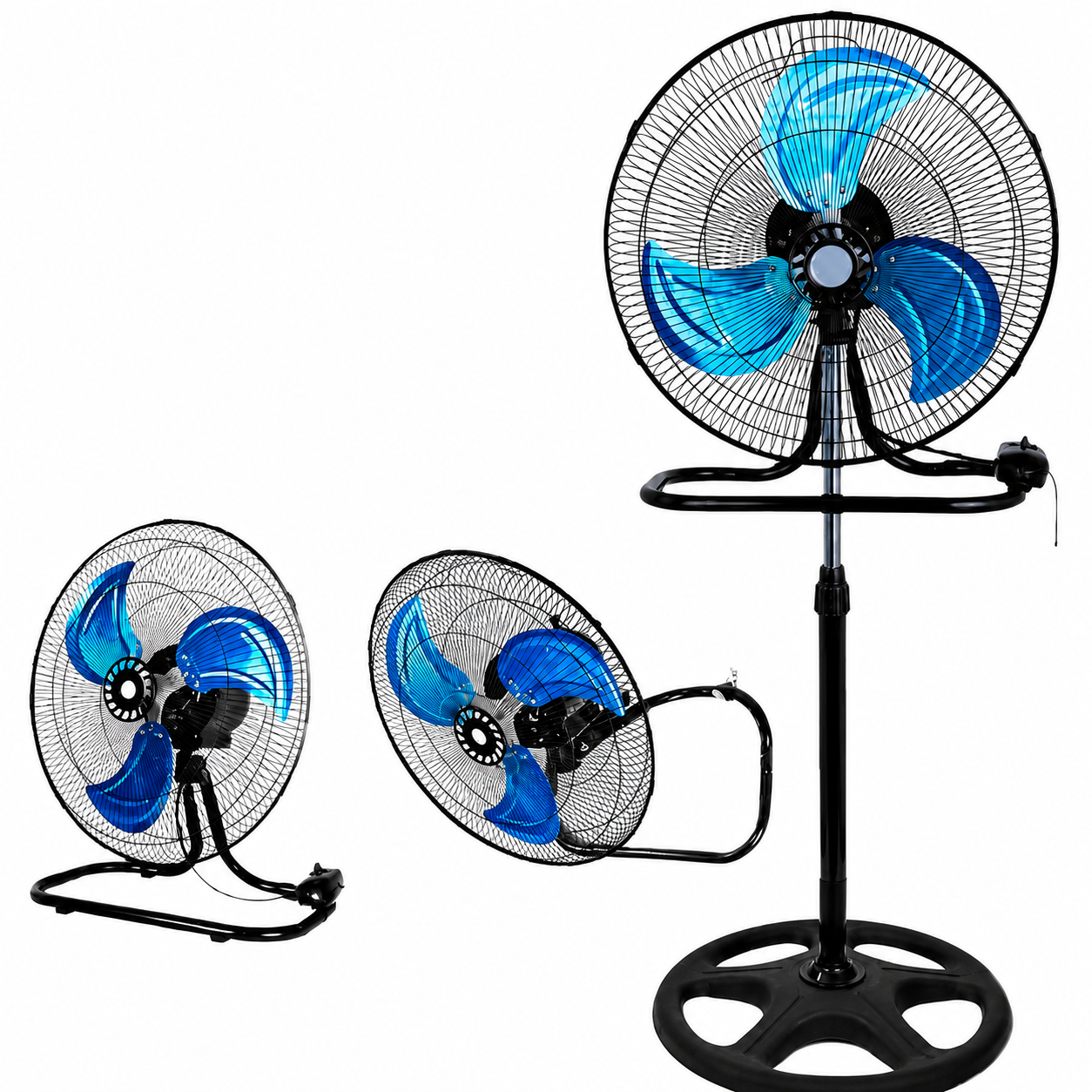 Ventilator 3 în 1, 65W, 18 Inch, podea, perete și picior, 3 viteze, sscilatie, reglabil pe inaltime