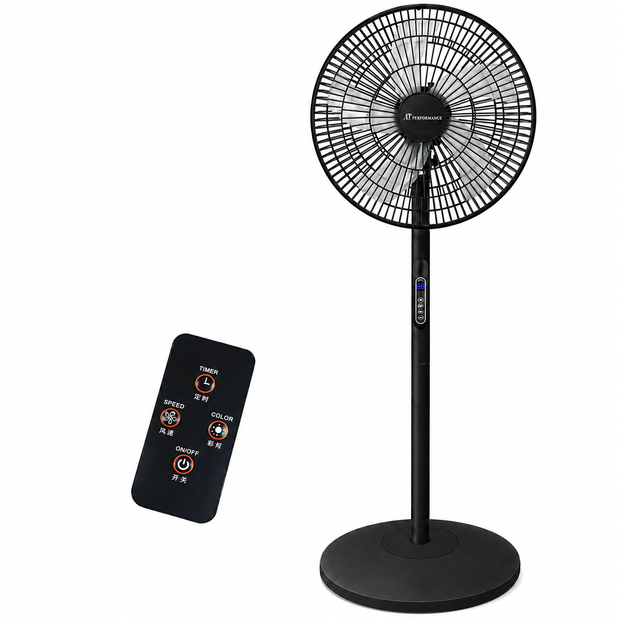 Ventilator cu picior, 65W, telecomanda, 8 Viteze, oscilatie, display LED, silentios