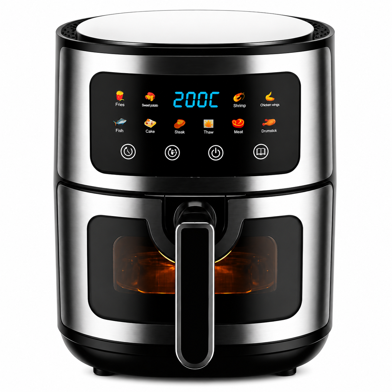 Friteuza cu aer cald 8L, 10 programe smart, 2800W, panou tactil, circulatie 3D aer fierbinte, teflon non-stick + 100 buc hartie de copt cadou