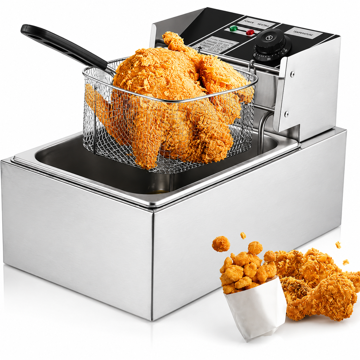 Friteuza electrica, 6L, 2500W, termostat reglabil, inox