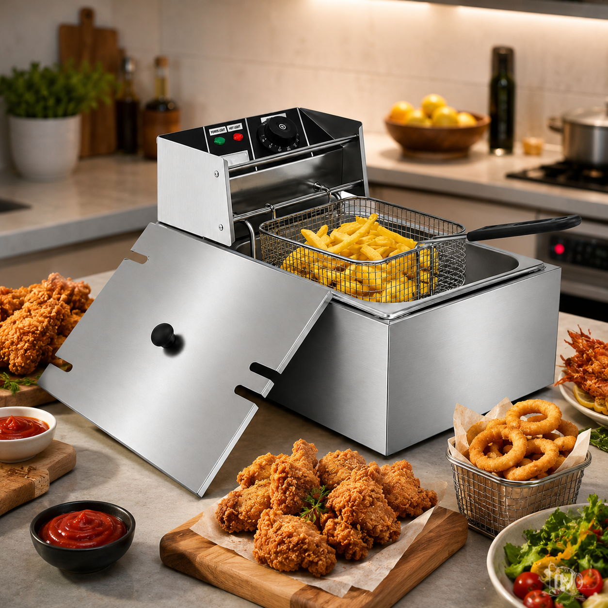Friteuza electrica, 6L, 2500W, termostat reglabil, inox