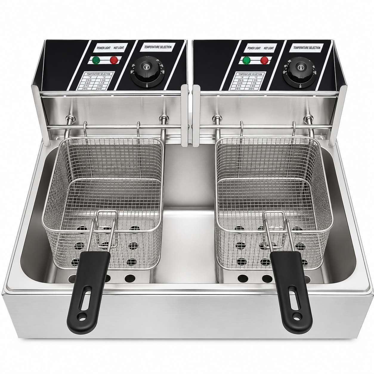 Friteuza electrica dubla profesionala, 12L-2×6L, 5000W, inox
