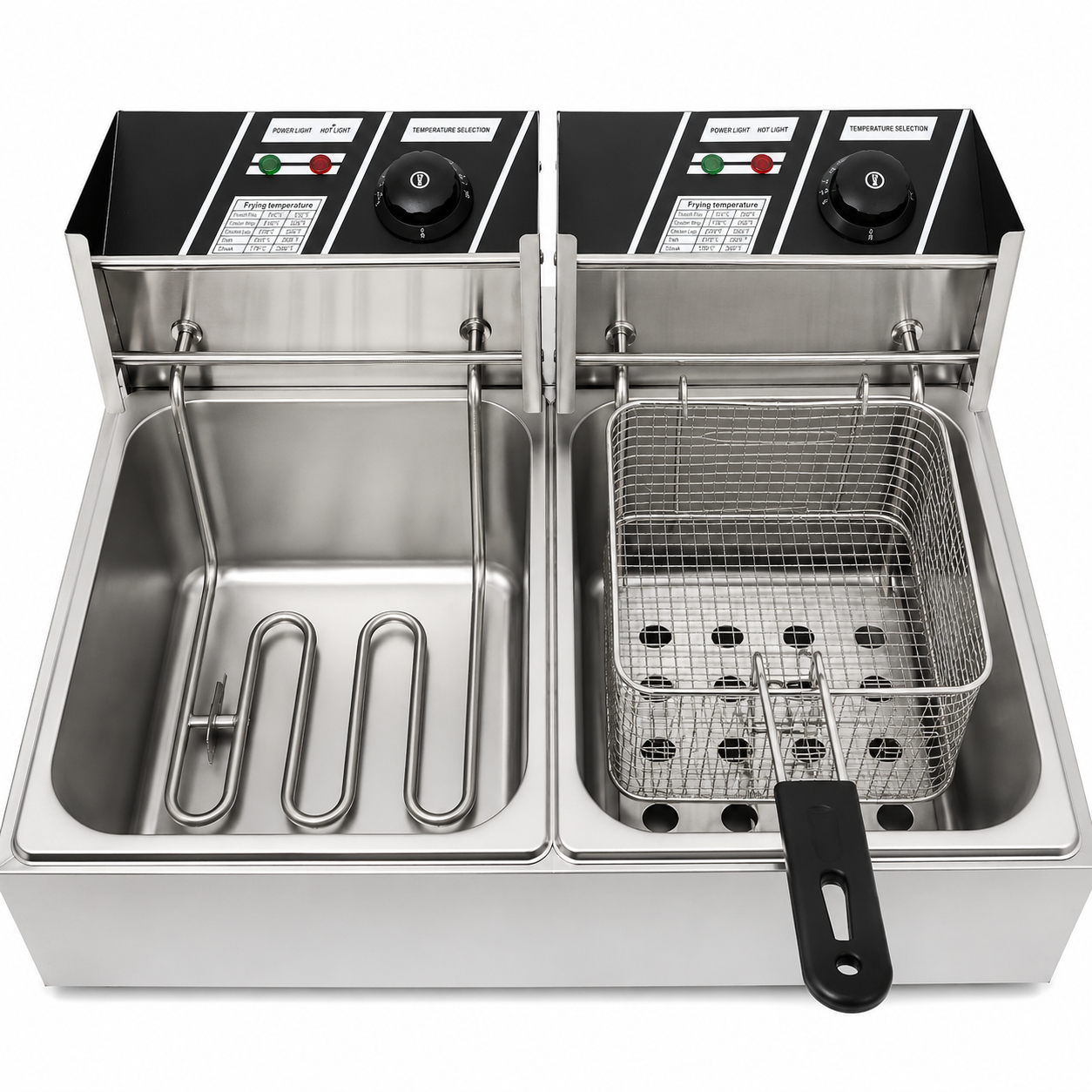 Friteuza electrica dubla profesionala, 12L-2×6L, 5000W, inox
