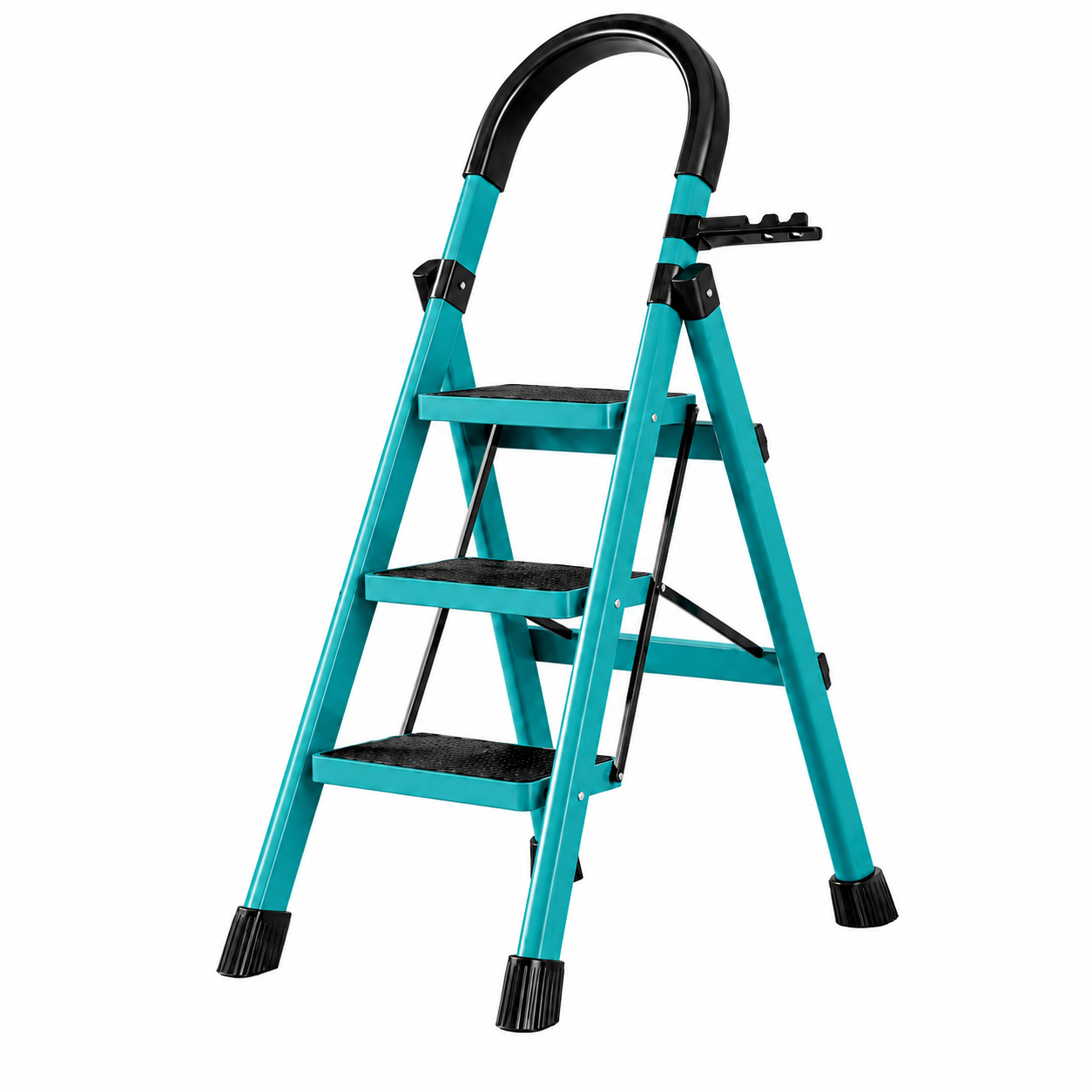 Scara pliabila cu 3 trepte late, 72x59x41 cm, metalica, maxim 150 Kg, picioare antialunecare
