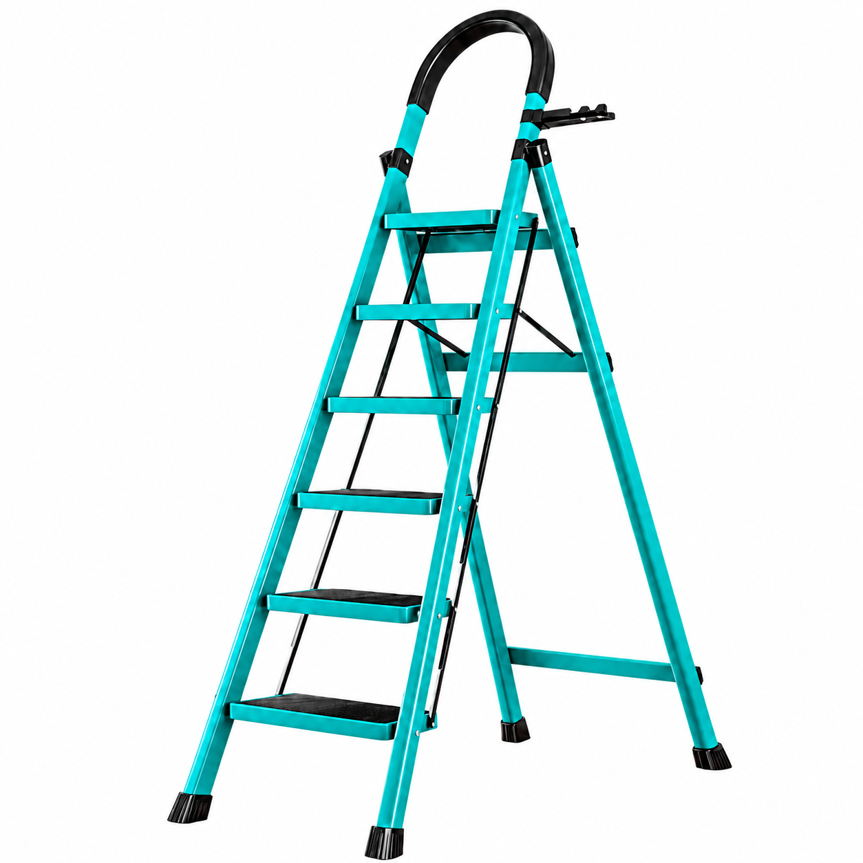Scara pliabila cu 6 trepte late, metalica, maxim 150 Kg, picioare antialunecare