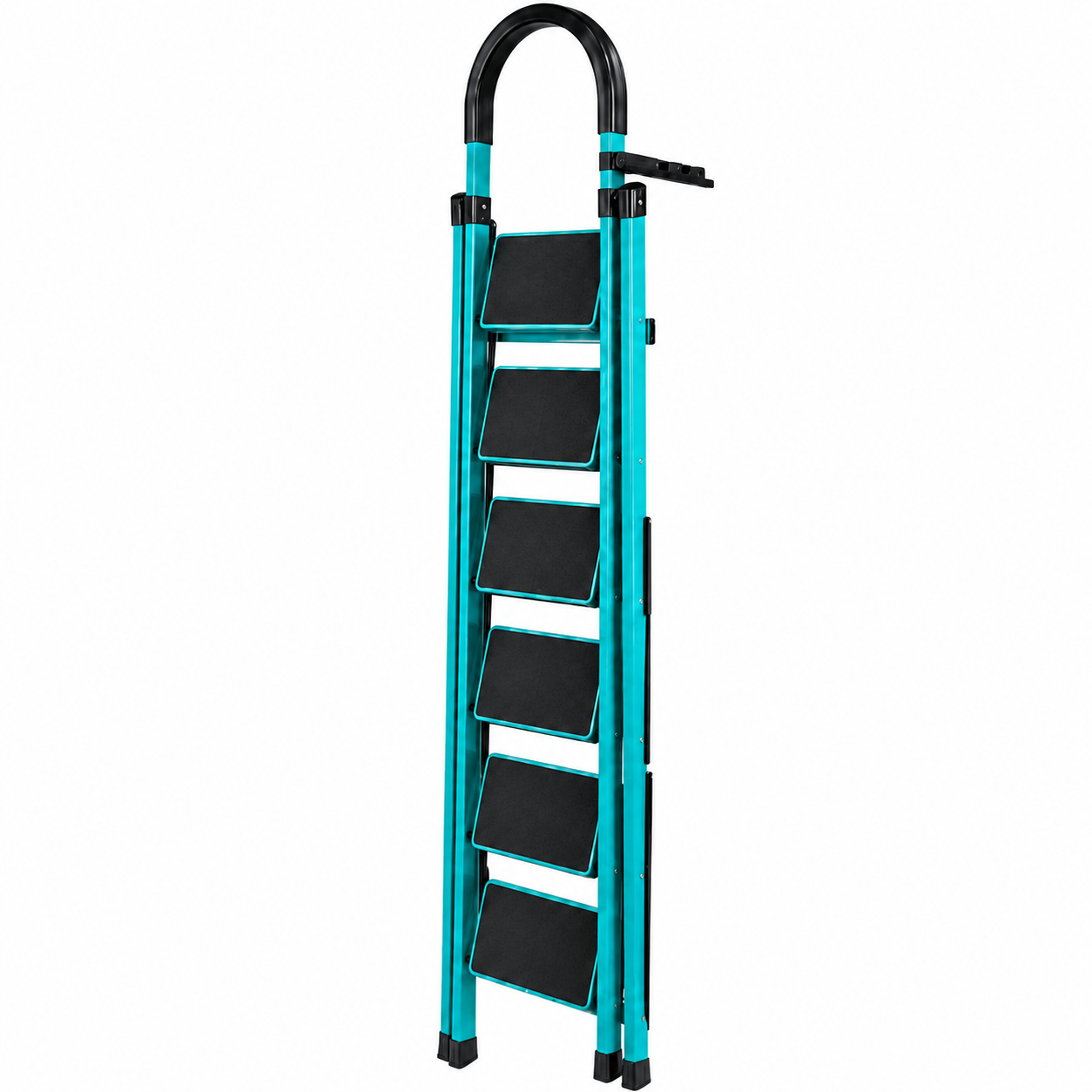 Scara pliabila cu 6 trepte late, metalica, maxim 150 Kg, picioare antialunecare