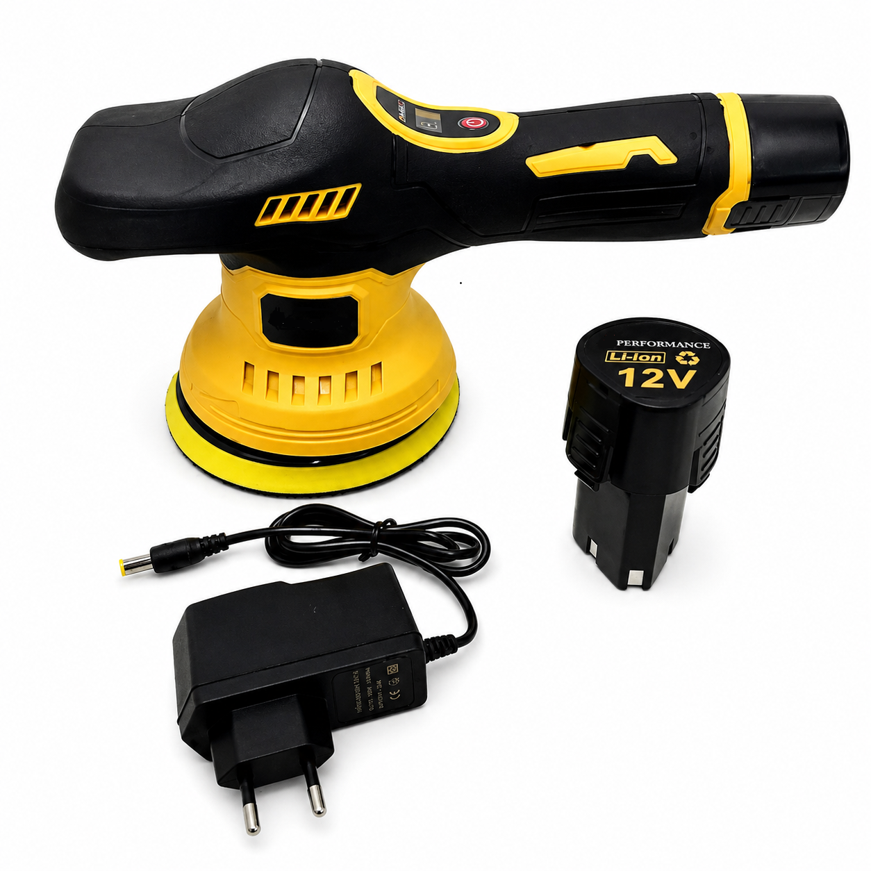 Masina de polish auto fara fir si afisaj, 2 acumulatori, 2800-5500 RPM, disc 125-150mm, orbita 9mm
