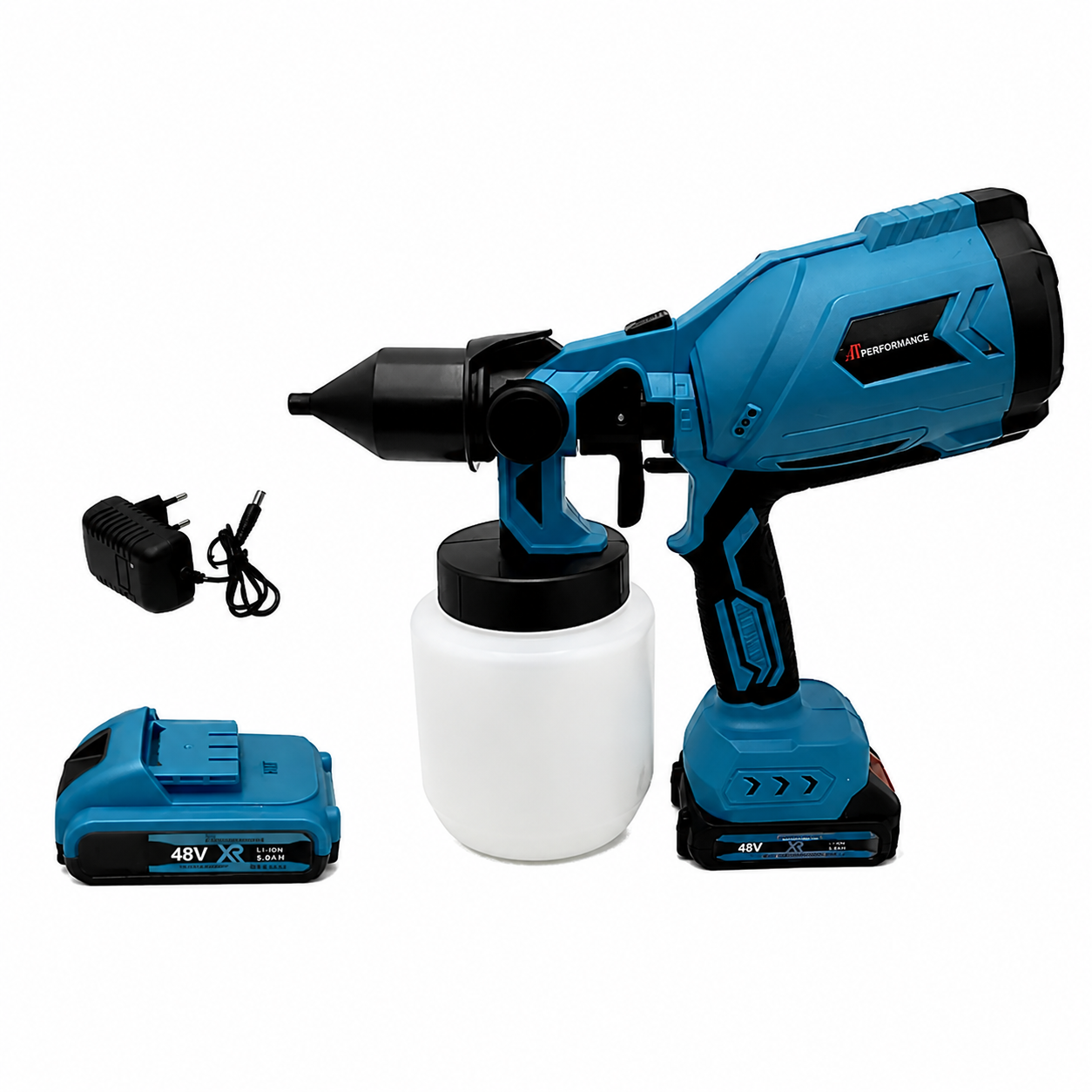 Pistol de vopsit electric, 2 acumulator 48V, rezervor 1000 ml, 1200 ml/min, 3 moduri pulverizare