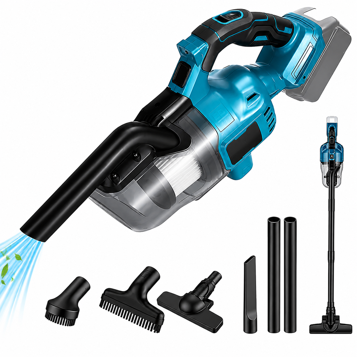 Aspirator portabil fara fir 18-20V MAX, putere mare de aspirare, accesorii multiple, pentru casa si masina