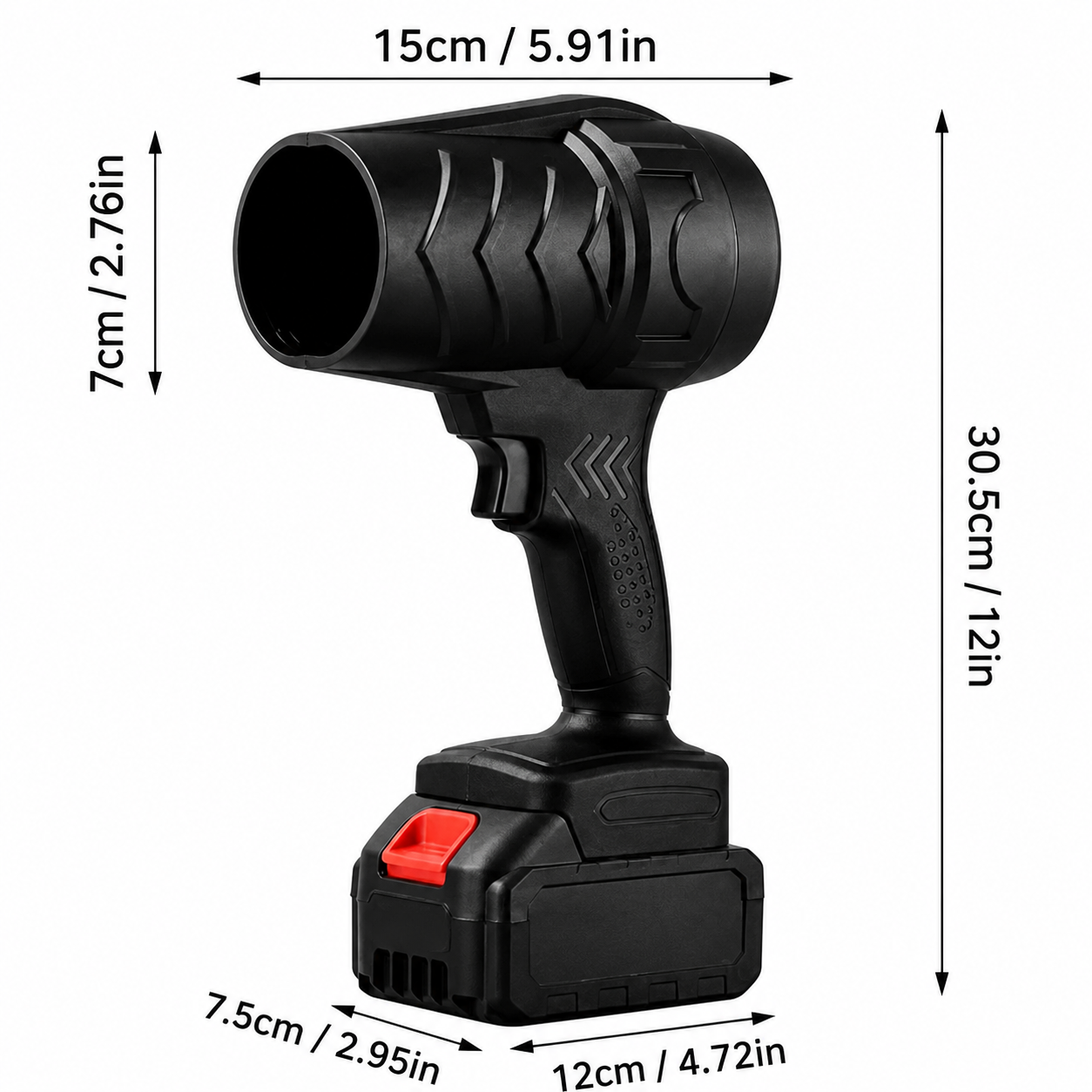 Suflanta aer electrica, volum de aer 555 m³/min, 2 acumulatori 48V,  putere mare, indepartare praf, apa si zapada, protectie la supraincalzire