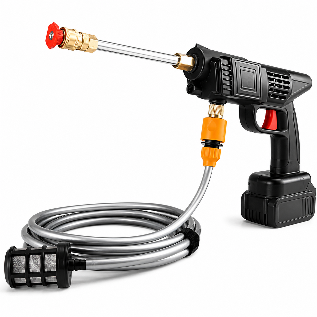 Pistol de apa cu presiune puternica, 2 acumulatori 48V, 8L/min, 20 Bari