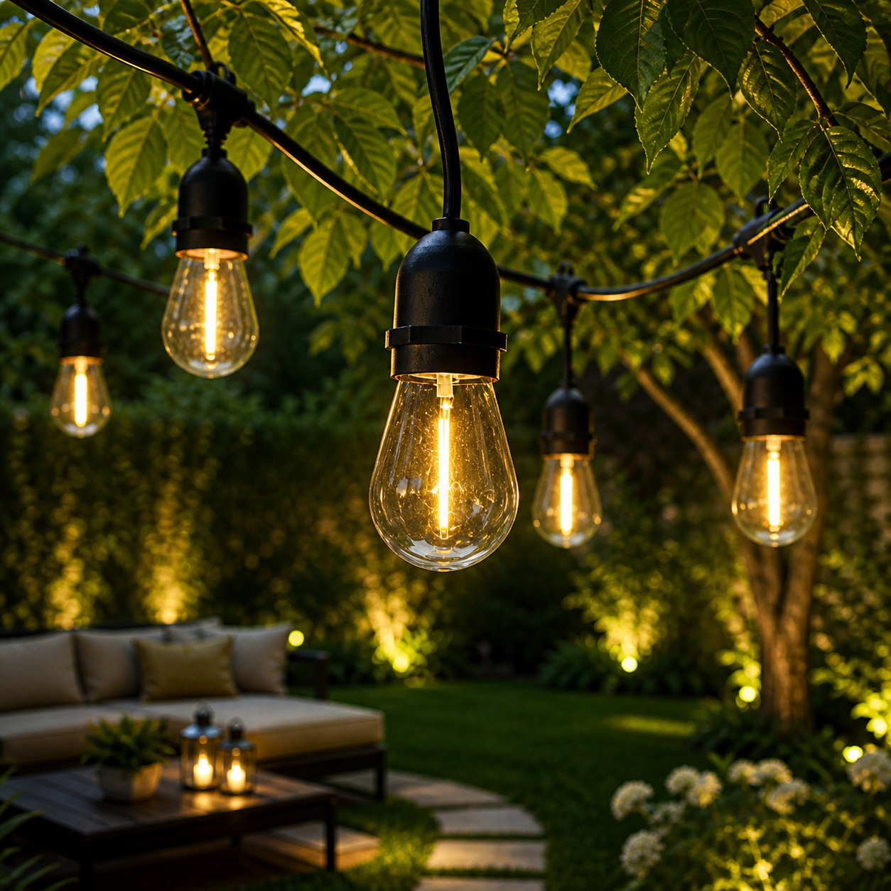 Ghirlanda luminoasa decorativă interconectabila 5 m, 10 becuri LED, Alb Cald, exterior IP44