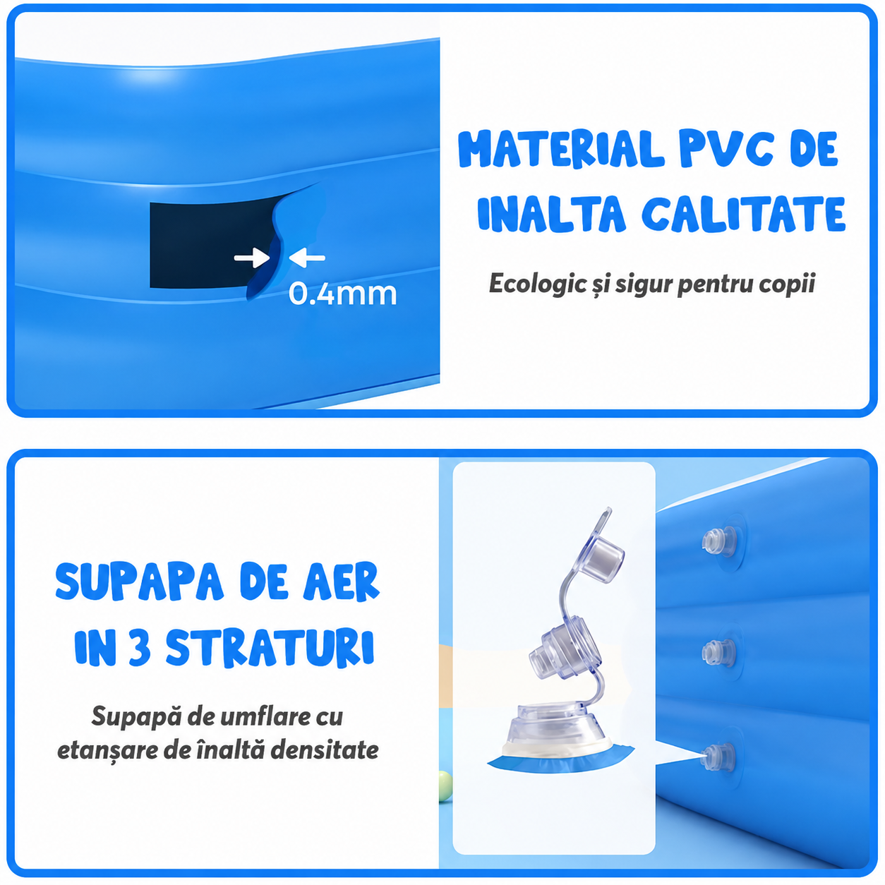 Piscina gonflabila dreptunghiulara, baza moale, 3 inele, 260x175x60 cm + pompa umflat + colac cadou