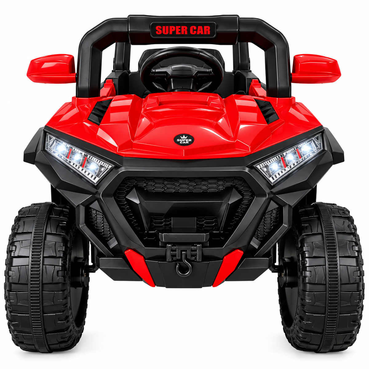 Masina electrica KIDOO pentru copii, 4x4, 12V, 2 motoare 380, telecomanda 2.4G, suspensie, faruri LED, centura de siguranta, MP3,