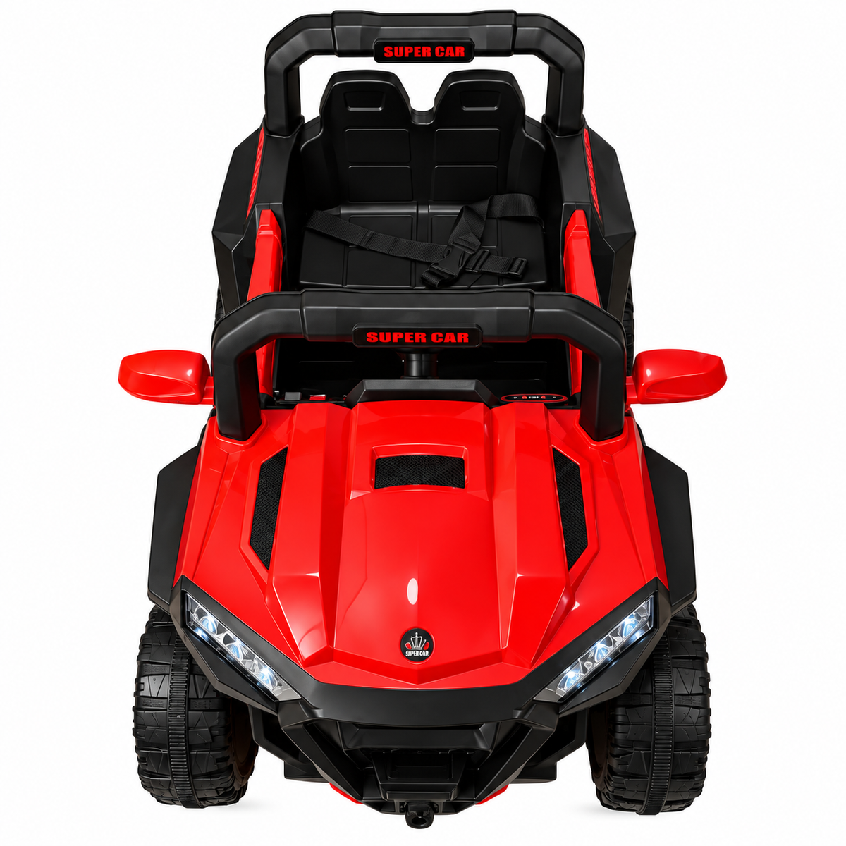 Masina electrica KIDOO pentru copii, 4x4, 12V, 2 motoare 380, telecomanda 2.4G, suspensie, faruri LED, centura de siguranta, MP3,