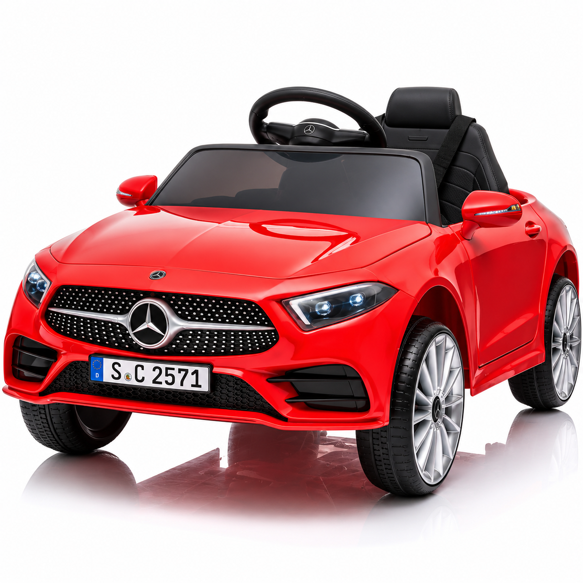 Masina electrica Mercedes-Benz CLS 350 pentru copii, licentiata oficial, 12V, 2 motoare 18W, telecomanda 2.4G, faruri LED, USB, centura de siguranta