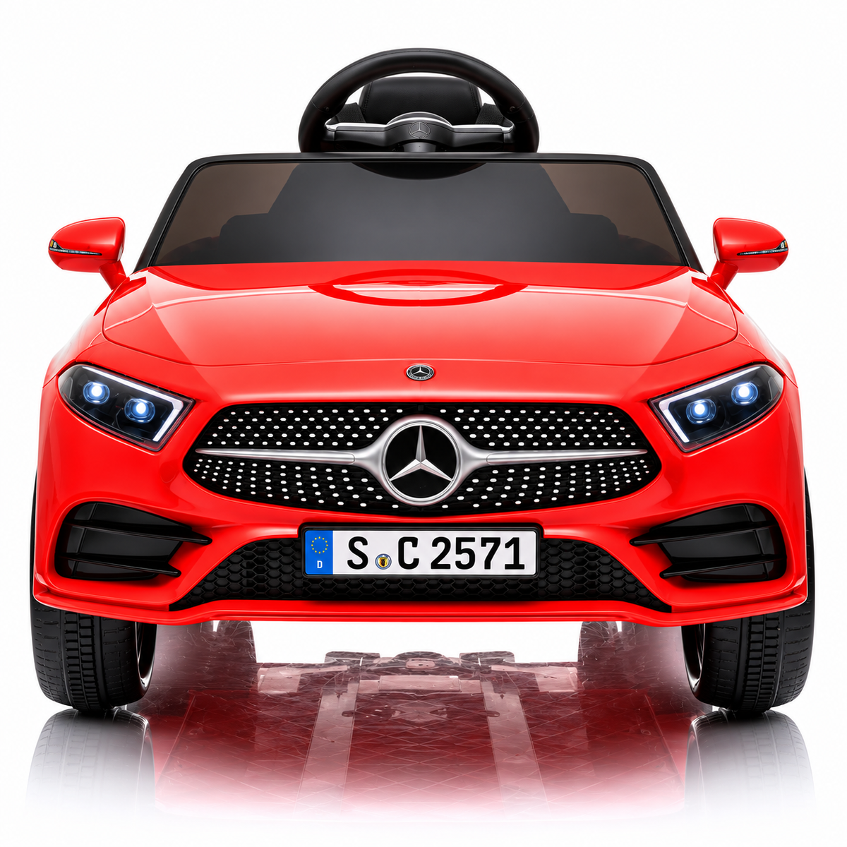 Masina electrica Mercedes-Benz CLS 350 pentru copii, licentiata oficial, 12V, 2 motoare 18W, telecomanda 2.4G, faruri LED, USB, centura de siguranta