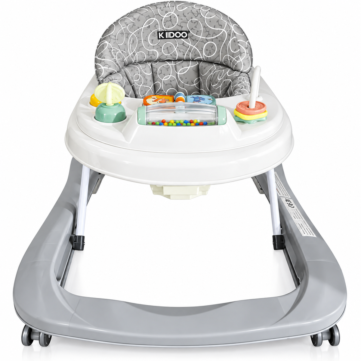 Premergator KIDDO Baby Walker pentru Bebelusi, 6-18 Luni, Panou Interactiv, Scaun Confortabil, Mod Impingere, Baza Lata, Max. 12 kg