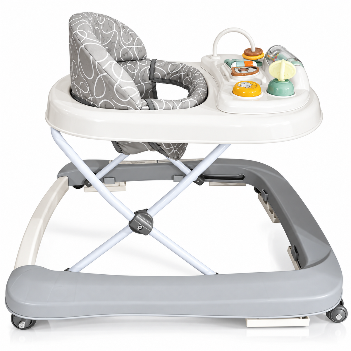 Premergator KIDDO Baby Walker pentru Bebelusi, 6-18 Luni, Panou Interactiv, Scaun Confortabil, Mod Impingere, Baza Lata, Max. 12 kg