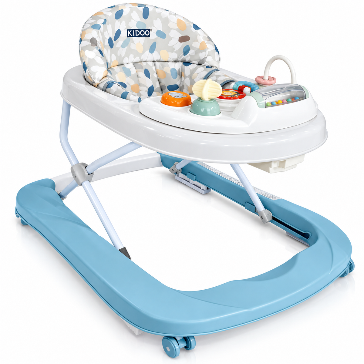 Premergator KIDDO Baby Walker pentru Bebelusi, 6-18 Luni, Panou Interactiv, Scaun Confortabil, Mod Impingere, Baza Lata, Max. 12 kg